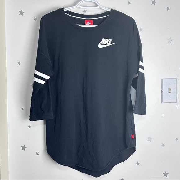 Vintage NIKE Just Do It Spell-Out sportswear black half Short Sleeve Shirt M EUC - Picture 3 of 7